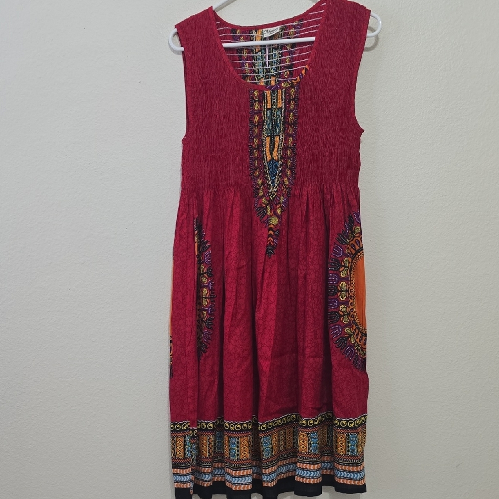 Advance Apparels Red and Orange Midi Dress OS